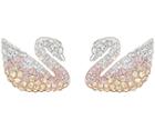Swarovski Swarovski Iconic Swan Pierced Earrings, Large, Multi-colored, Rhodium Plating Light Multi Rhodium-plated