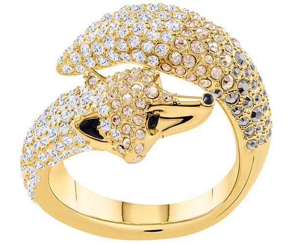 Swarovski Swarovski March Fox Motif Ring, Multi-colored, Gold Plating Light Multi Gold-plated
