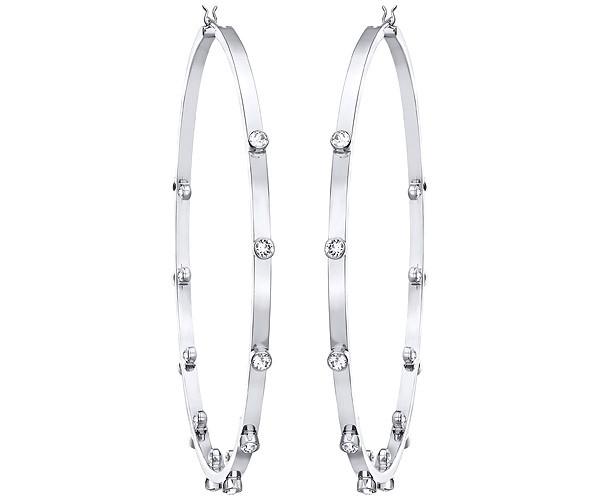 Swarovski Swarovski Genna Hoop Pierced Earrings, White, Rhodium Plating White Rhodium-plated