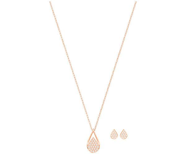 Swarovski Swarovski Ginger Pear Set, White, Rose Gold Plating White Rose Gold-plated