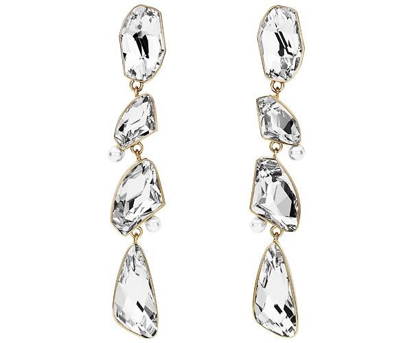 Swarovski Swarovski Mosaic Long Drop Clip Earrings, Gold Plating White Gold-plated