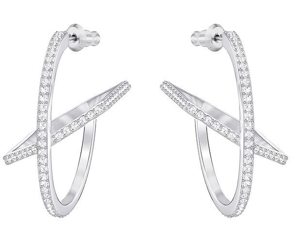 Swarovski Swarovski Hoop Fever Pierced Earrings, White, Rhodium Plating White Rhodium-plated