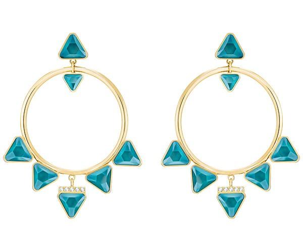 Swarovski Swarovski Labyrinth Hoop Pierced Earrings, Multi-colored, Gold Plating Dark Multi Gold-plated