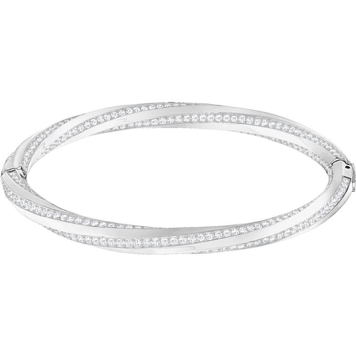 Swarovski Hilt Bangle, White, Rhodium Plating