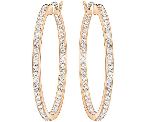Swarovski Swarovski Sommerset Pierced Earrings, Medium, White White Rose Gold-plated