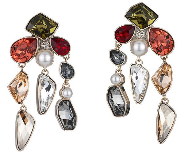 Swarovski Swarovski Mosaic Clip Earrings, Gold Plating Light Multi Gold-plated