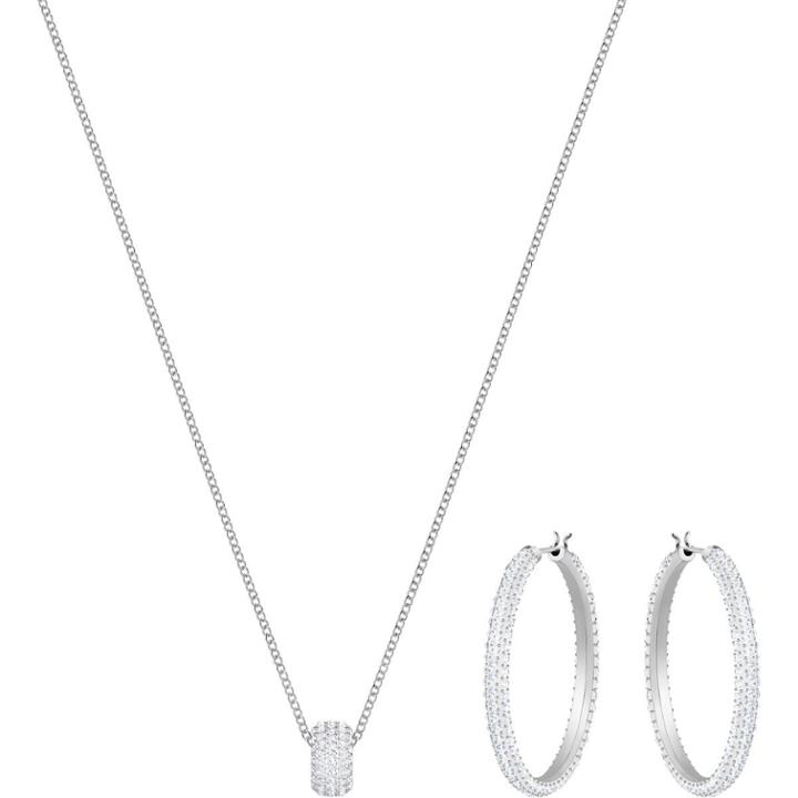 Swarovski Stone Set, White, Rhodium Plating