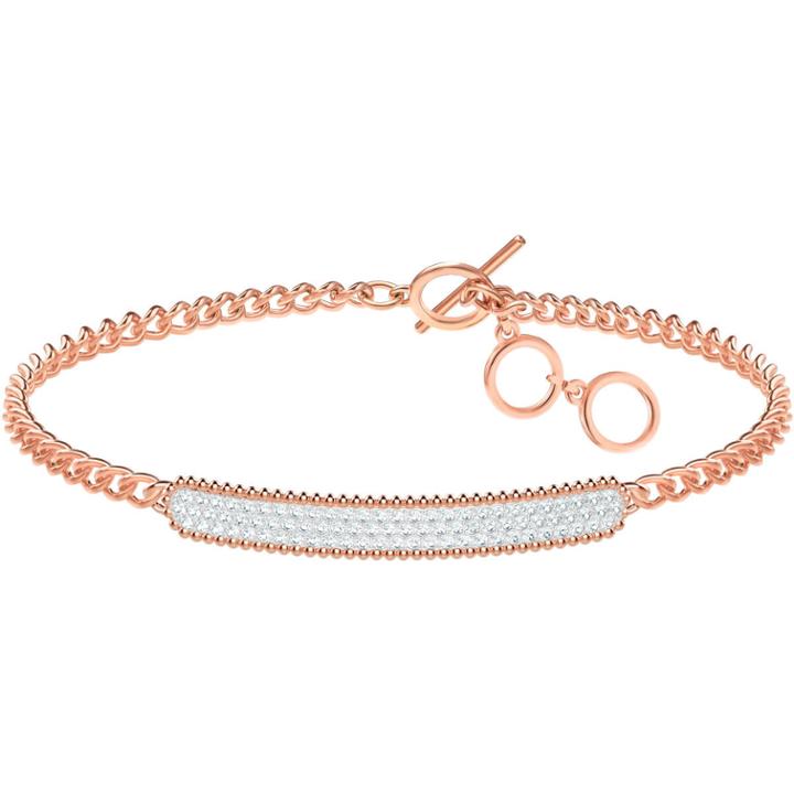 Swarovski Locket Bracelet, White, Rose Gold Plating