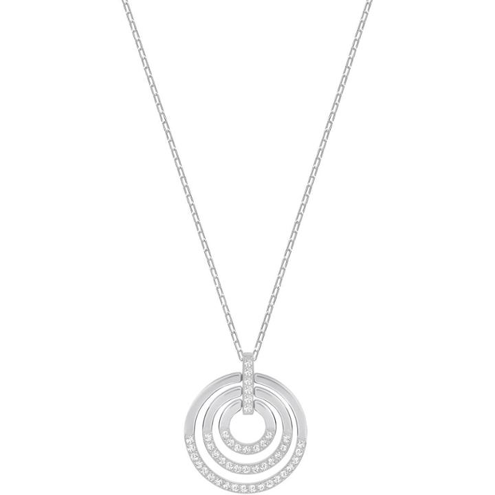 Swarovski Circle Pendant, Medium, White, Rhodium Plating