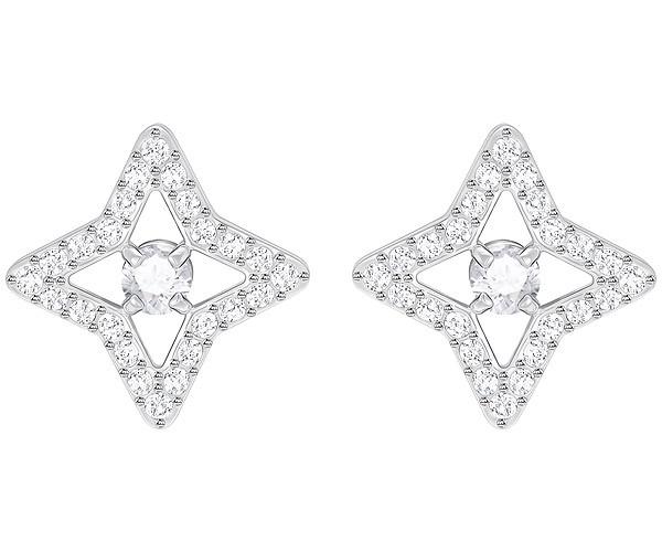 Swarovski Swarovski Sparkling Dance Star Stud Pierced Earrings, White, Rhodium Plating White Rhodium-plated