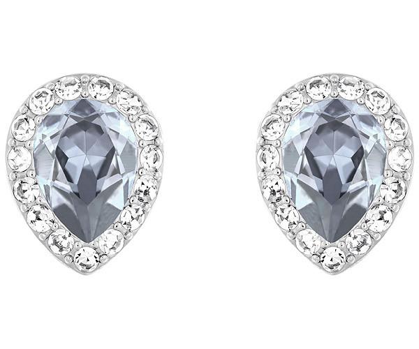 Swarovski Swarovski Laina Pear Pierced Earrings, Blue, Rhodium Plating Teal Rhodium-plated