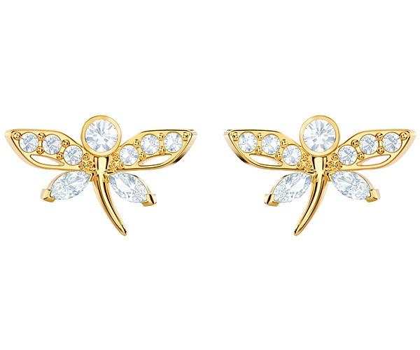 Swarovski Swarovski Magnetic Dragonfly Stud Pierced Earrings, Light Multi, Gold Plating Light Multi Gold-plated