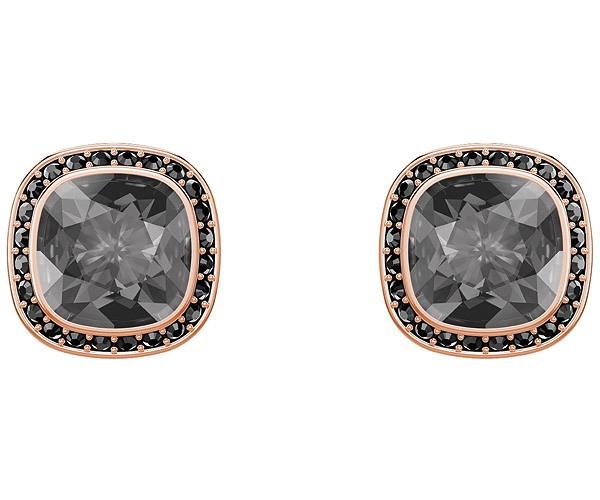 Swarovski Swarovski Lattitude Stud Pierced Earrings, Gray, Rose Gold Plating Gray Rose Gold-plated