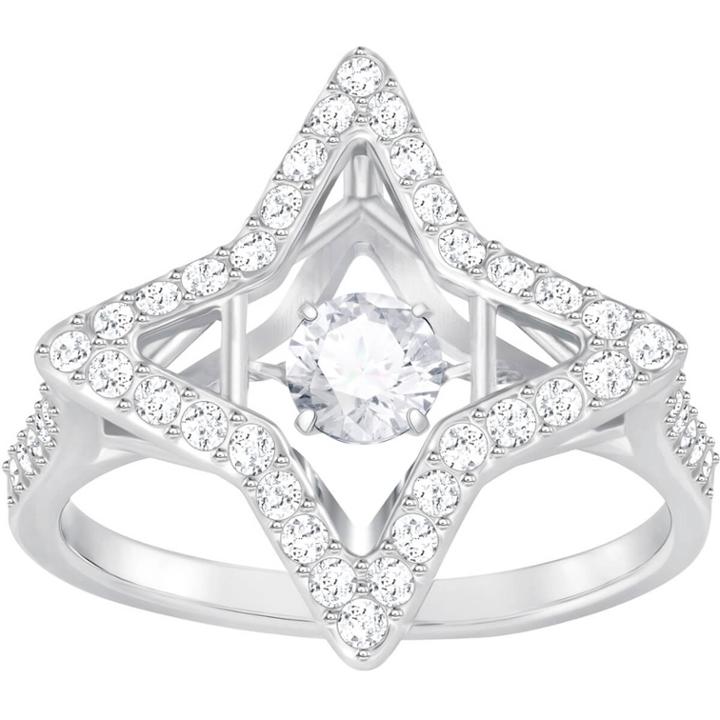 Swarovski Sparkling Dance Star Ring, White, Rhodium Plating