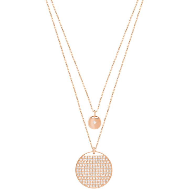 Swarovski Ginger Layered Pendant, White, Rose Gold Plating