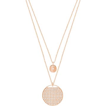 Swarovski Ginger Layered Pendant, White, Rose Gold Plating