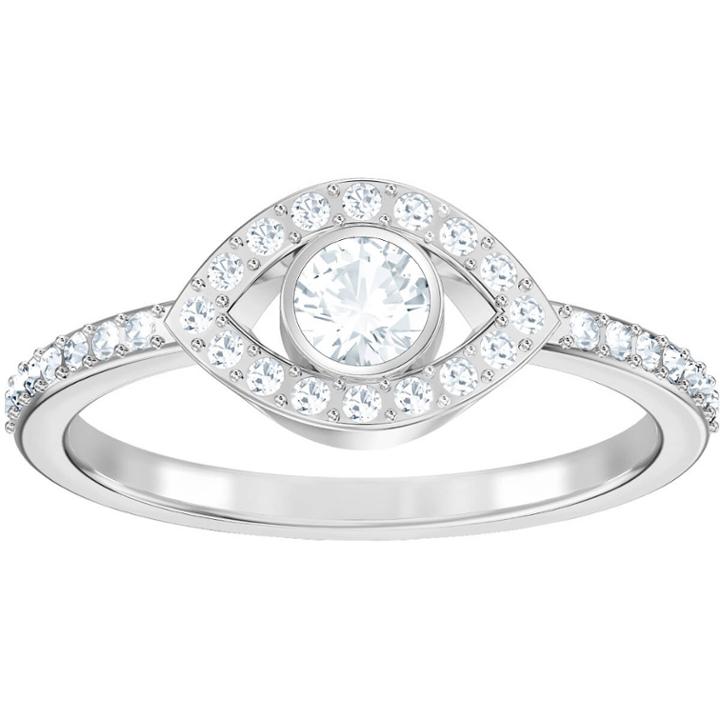 Swarovski Luckily Evil Eye Ring, White, Rhodium Plating