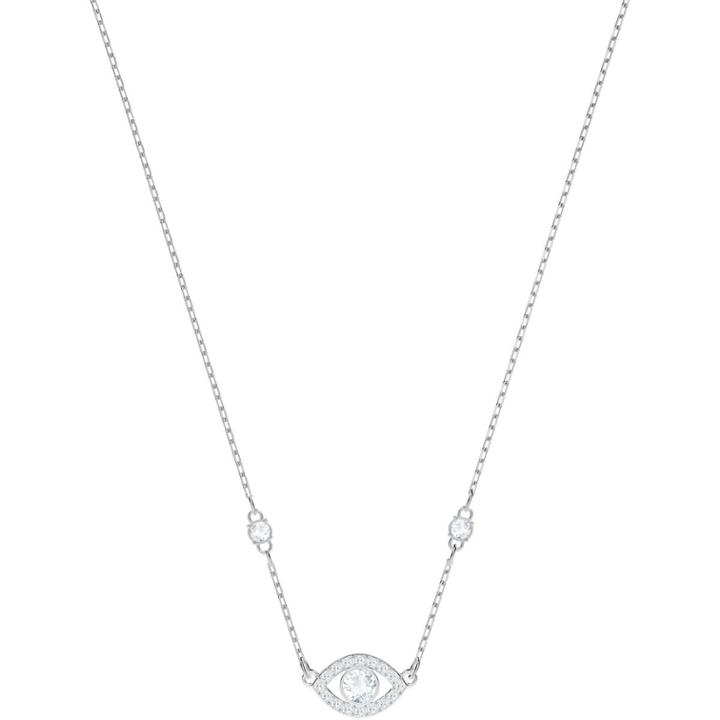 Swarovski Luckily Evil Eye Necklace, White, Rhodium Plating