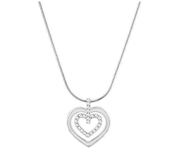 Swarovski Swarovski Circle Heart Pendant, White, Rhodium Plating White Rhodium-plated