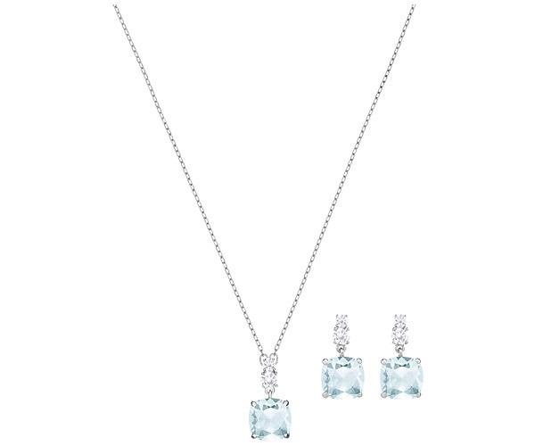 Swarovski Swarovski Vintage Set, Blue, Rhodium Plating Green Rhodium-plated