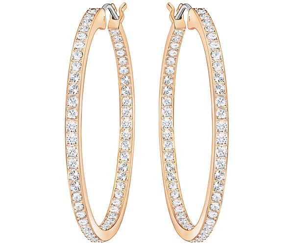 Swarovski Swarovski Sommerset Hoop Pierced Earrings, Medium, White, Rose Gold Plating White Rose Gold-plated