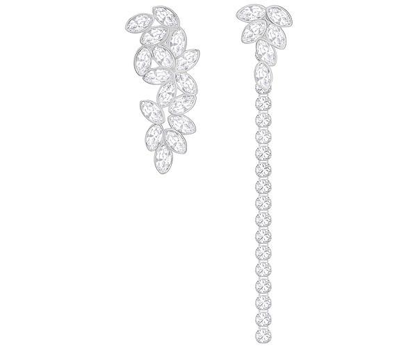 Swarovski Swarovski Garden Pierced Earrings With Jacket, White White Rhodium-plated