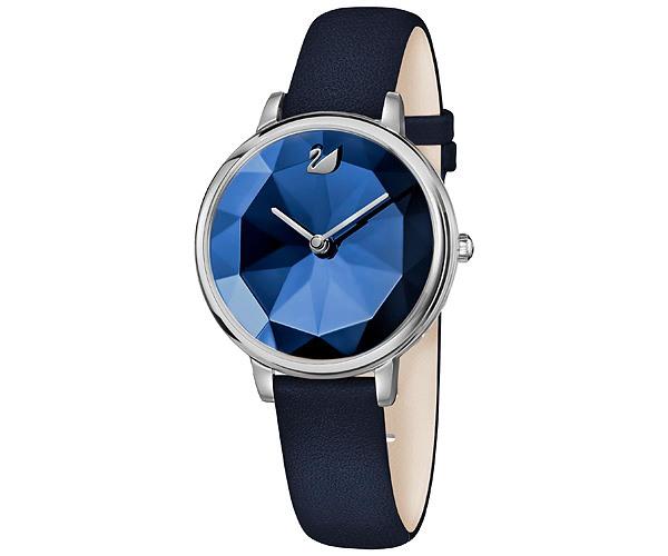Swarovski Swarovski Crystal Lake Watch, Leather Strap, Blue, Silver Tone Teal Stainless Steel