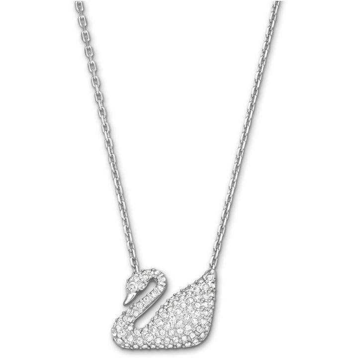 Swarovski Swan Necklace, White, Rhodium Plating