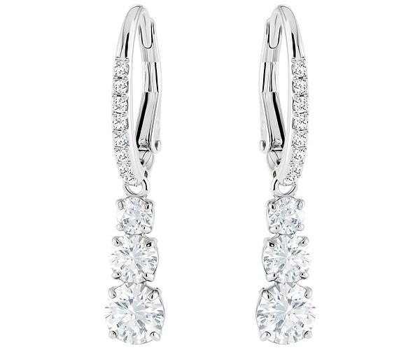 Swarovski Swarovski Attract Trilogy Round Pierced Earrings, White, Rhodium Plating White Rhodium-plated