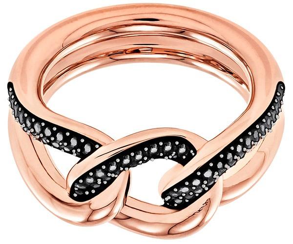 Swarovski Swarovski Lane Motif Ring, Black, Rose Gold Plating Teal Rose Gold-plated