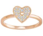 Swarovski Swarovski Field Folded Heart Ring, White Pink Rose Gold-plated