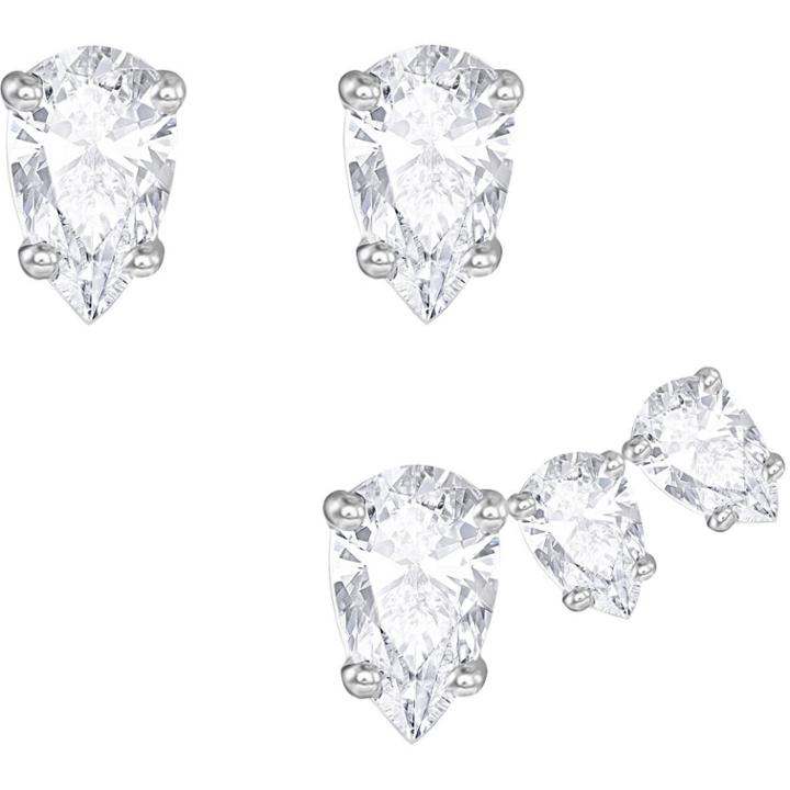 Swarovski Attract Pear Pierced Earring Set, White, Rhodium Plating