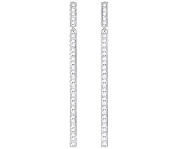 Swarovski Swarovski Game Pierced Earrings, White, Rhodium Plating White Rhodium-plated