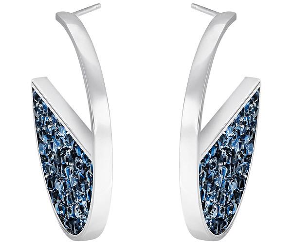 Swarovski Swarovski Crystaldust Hoop Pierced Earrings, Blue, Palladium Plating White Rhodium-plated