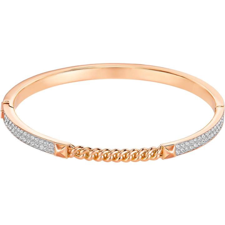 Swarovski Fiction Narrow Bangle, White, Rose Gold Plating