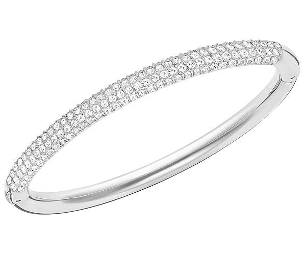 Swarovski Swarovski Stone Mini Bangle, White, Rhodium Plating White Rhodium-plated