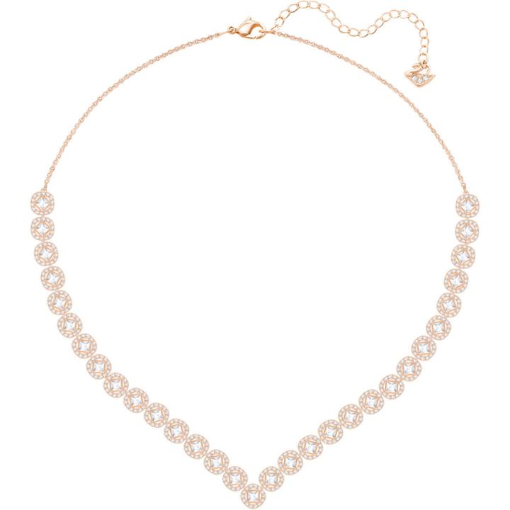 Swarovski Angelic Square Necklace, Large, White, Rose Gold Plating