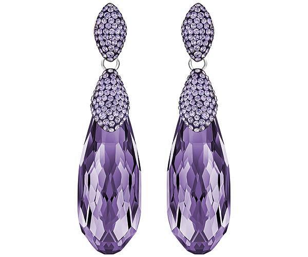 Swarovski Swarovski Height Pierced Earrings, Purple, Rhodium Plating Purple Rhodium-plated