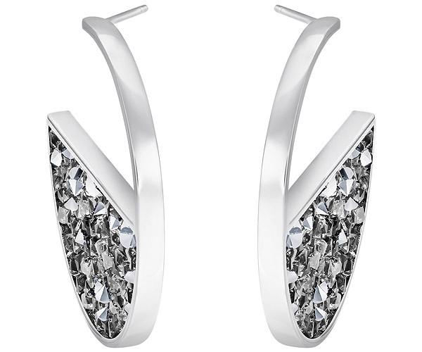 Swarovski Swarovski Crystaldust Hoop Pierced Earrings, Gray Gray Rhodium-plated