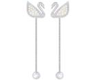 Swarovski Swarovski Iconic Swan Pierced Earrings, White, Rhodium Plating White Rhodium-plated