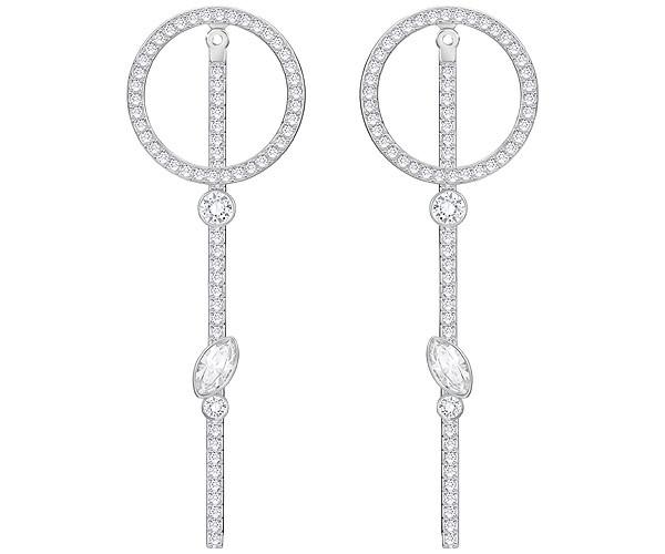 Swarovski Swarovski Hoop Fever Pierced Earrings, Long, White, Rhodium Plating White Rhodium-plated