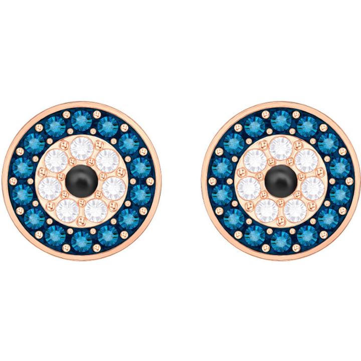 Swarovski Duo Evil Eye Pierced Earrings, Multi-colored, Rose Gold Plating