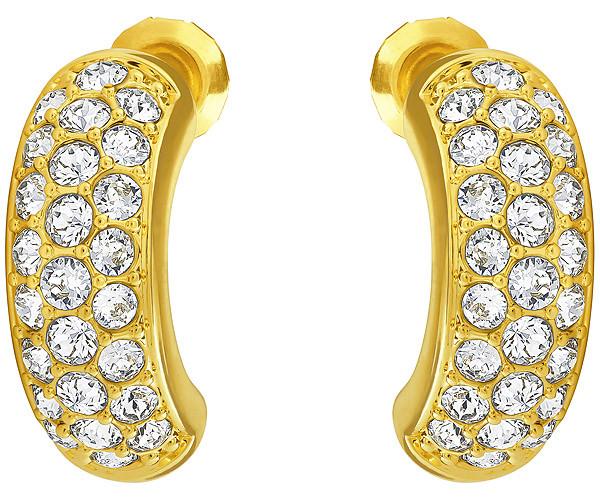 Swarovski Swarovski Crystal Pavã© Pierced Earrings, Gold-plated White Gold-plated