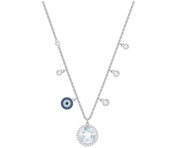 Swarovski Swarovski Lucy Round Necklace, Blue, Rhodium Plating Light Multi Rhodium-plated