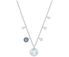 Swarovski Swarovski Lucy Round Necklace, Blue, Rhodium Plating Light Multi Rhodium-plated