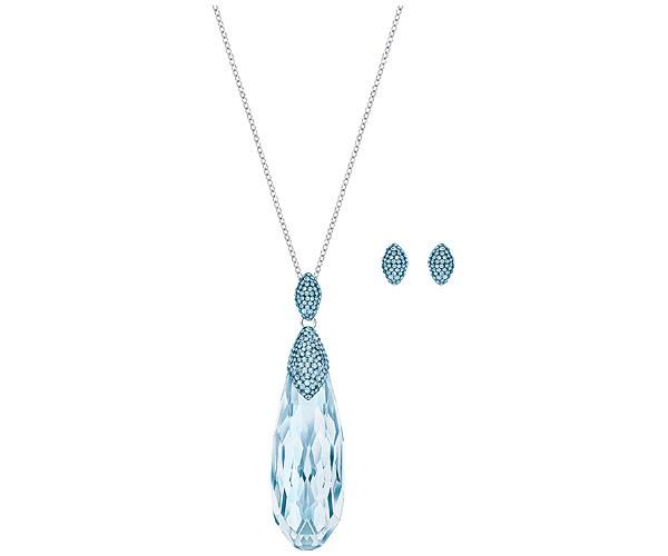 Swarovski Swarovski Height Set, Blue, Rhodium Plating Aqua Rhodium-plated