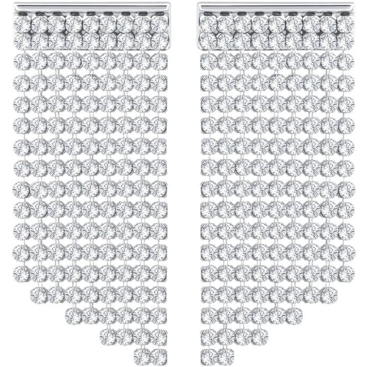 Swarovski Fit Short Pierced Earrings, White, Palladium Plating