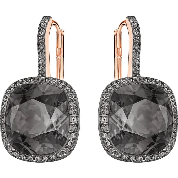 Swarovski Lattitude Pierced Earrings, Gray, Rose Gold Plating