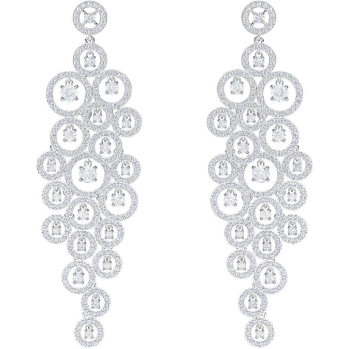 Swarovski Creativity Chandelier Pierced Earrings, White, Rhodium Plating
