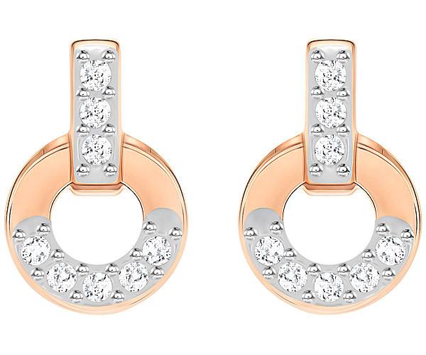 Swarovski Swarovski Circle Stud Pierced Earrings, White, Rose Gold Plating White Rose Gold-plated